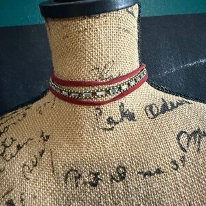 Burgundy suede, gold & Crystal baguettes.  Must see all pics for versatility!